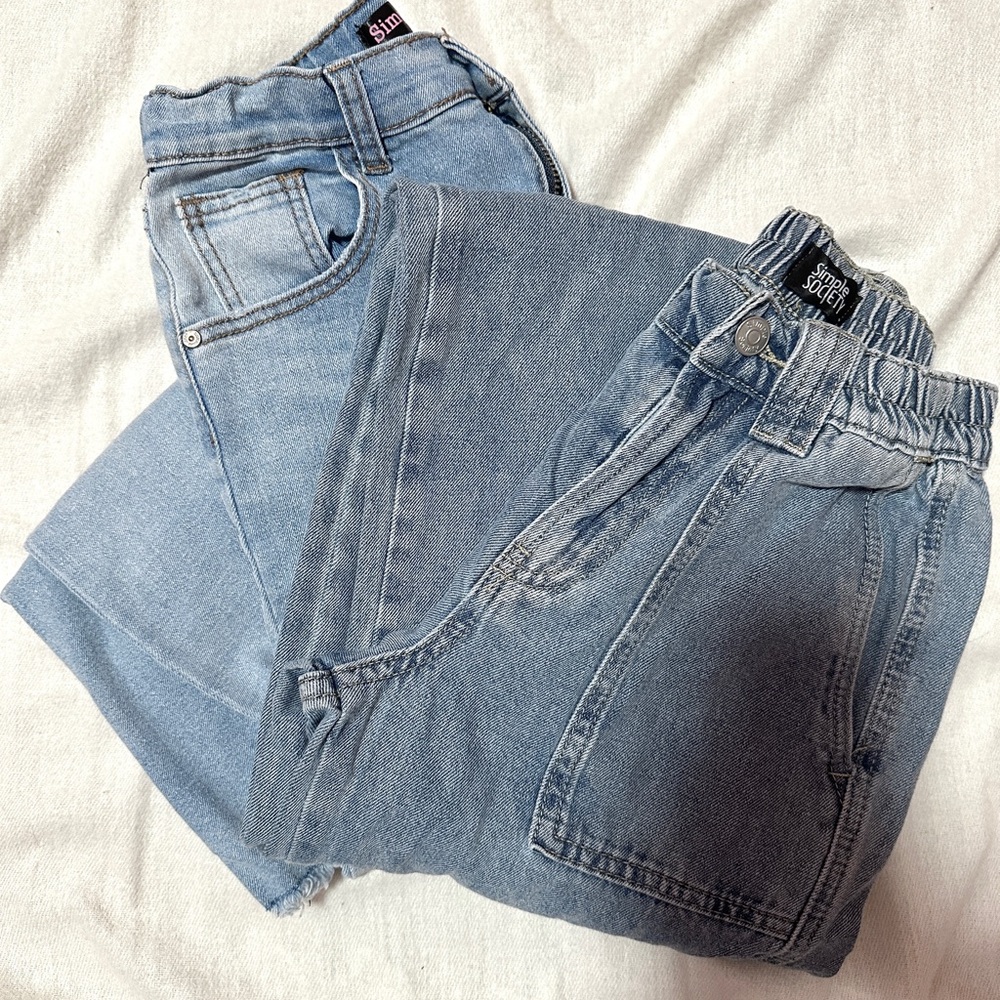 2 Pairs of Light and Medium Blue Wash Denim Jeans